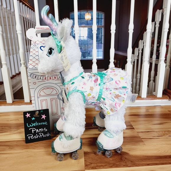 Build a Bear Merry Mission Glacial Glisten Reindeer Christmas & Rare Teal Skates - Picture 2 of 12